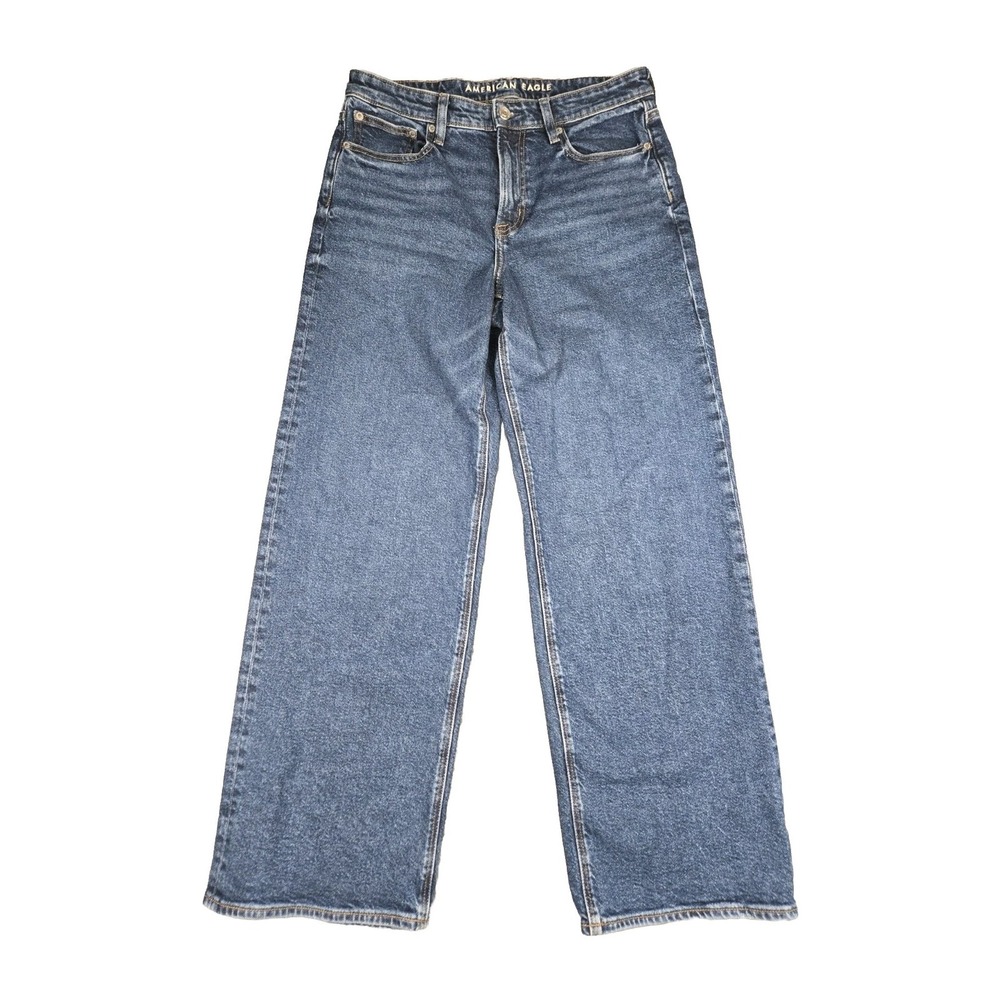 American Eagle Jeans Women's Size 6 Blue Stretch High Rise Stove Pipe Fit Baggy